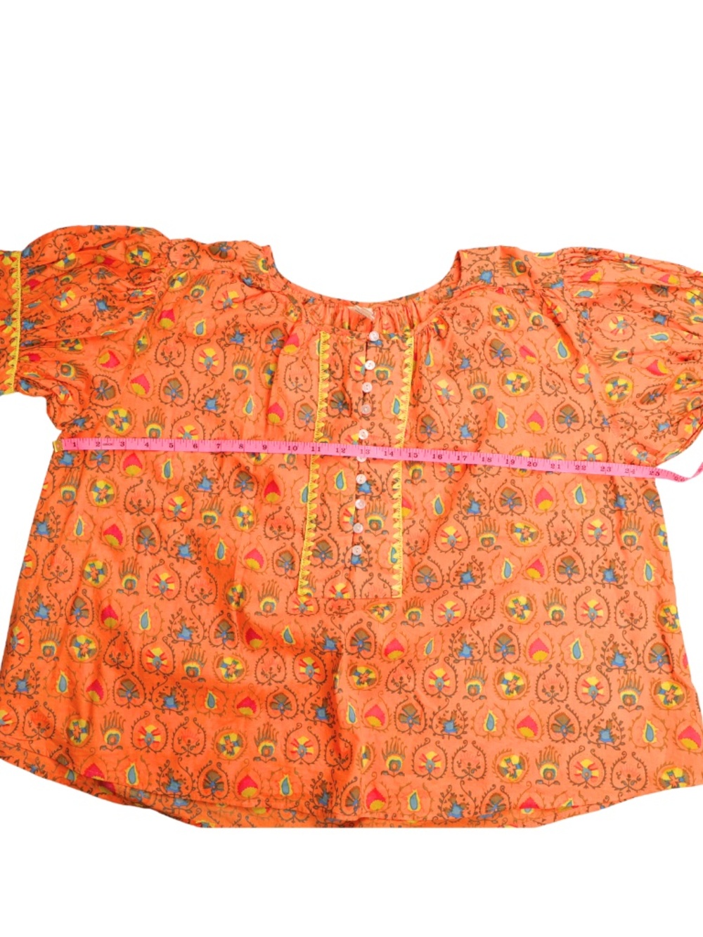 Ivy Jane Orange Boho Printed Blouse S/M - Picture 4 of 7
